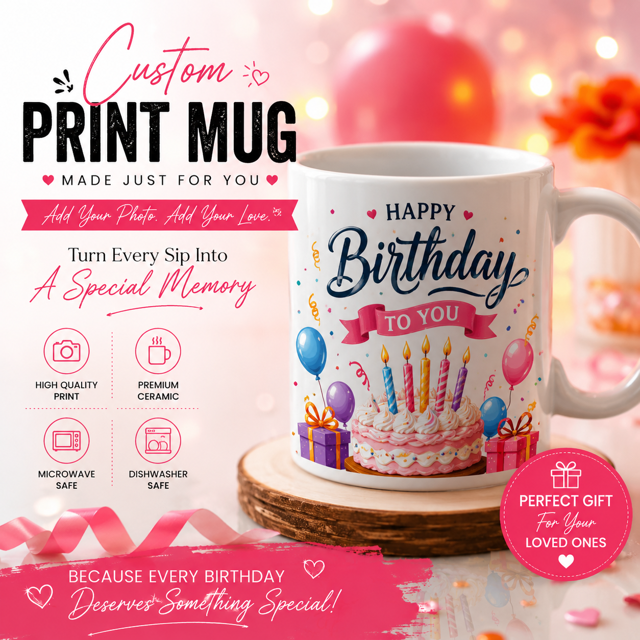 Personalized Birthday Mug | Custom Photo Printed Coffee Mug | Birthday Gift for Him & Her