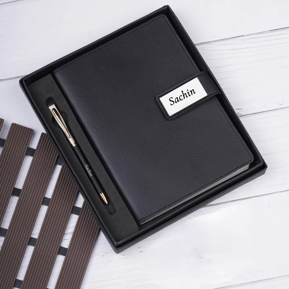 Pen and dairy with name black imported