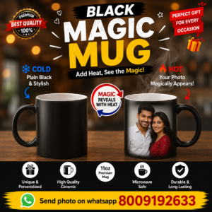 Black Magic Custom Print Mug | Personalized Color Changing Photo Mug | Heat Reveal Magic Mug Gift