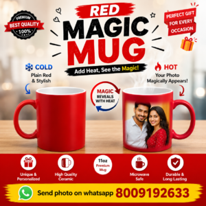 Red Magic Custom Print Mug | Personalized Color Changing Photo Mug | Custom Magic Mug Gift